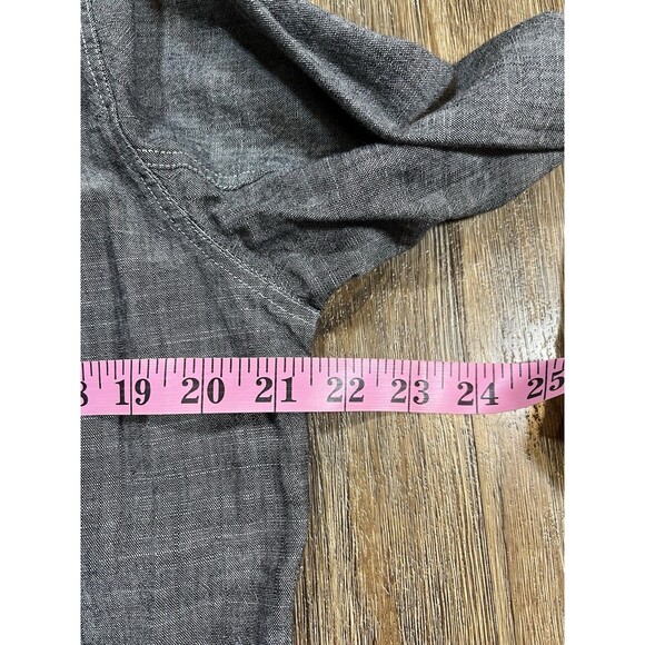J Crew Shirt Mens Medium Gray Chambray Long Sleeve Button Up Chin Strap Denim - Picture 6 of 7